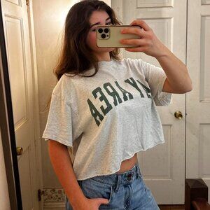 Women's Grey and White T-shirt